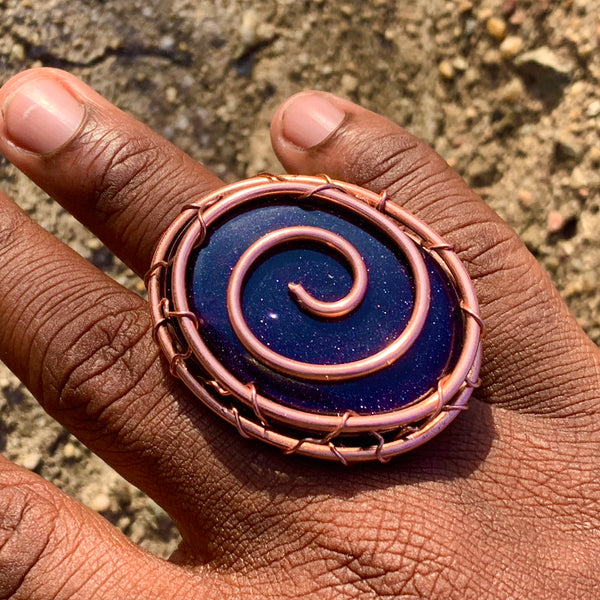 Purple Goldstone x Copper Ring