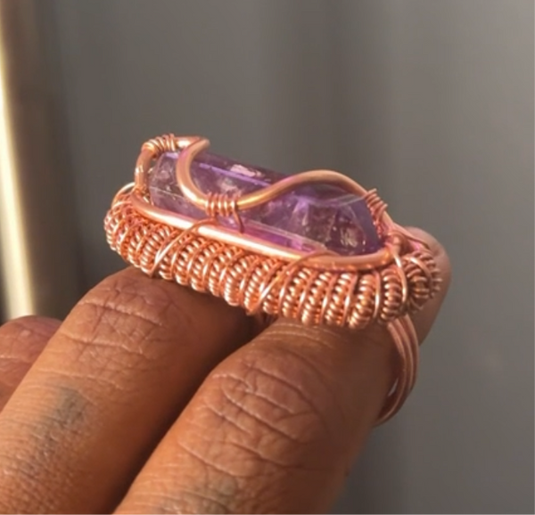 2 Finger Amethyst Ring