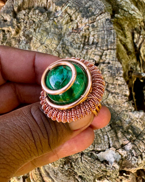 Malachite Crystal Ball Ring