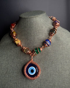 12 Chakra + Evil Eye Necklace