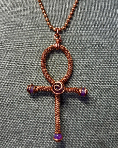 Large Amethyst Ankh Pendant