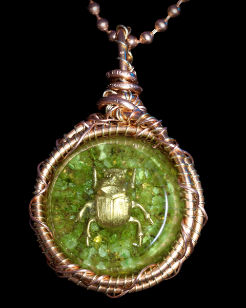 Scarab + Peridot Orgonite Amulet