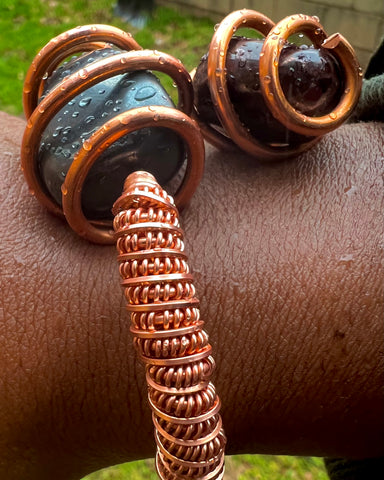 Red Garnet + Hematite Copper Wristpiece