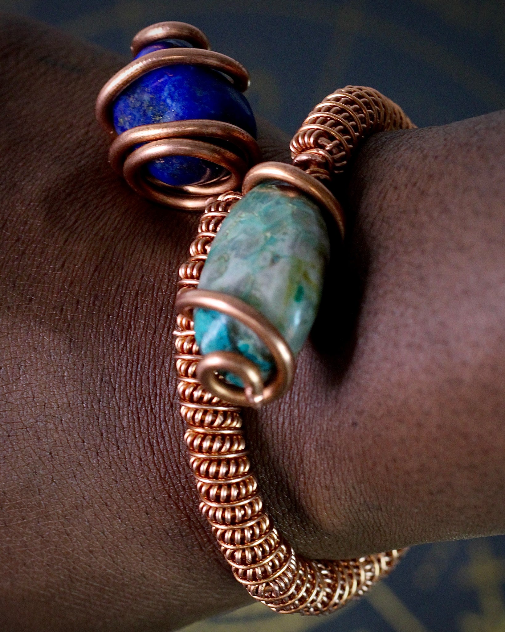 Lapis Lazuli + Turquoise Copper Wristpiece