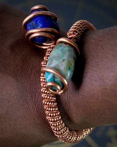Lapis Lazuli + Turquoise Copper Wristpiece