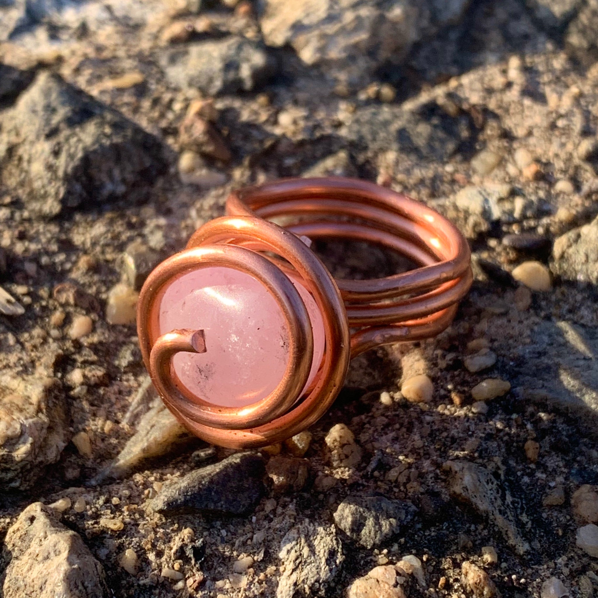 Rose Quartz x Copper Ring