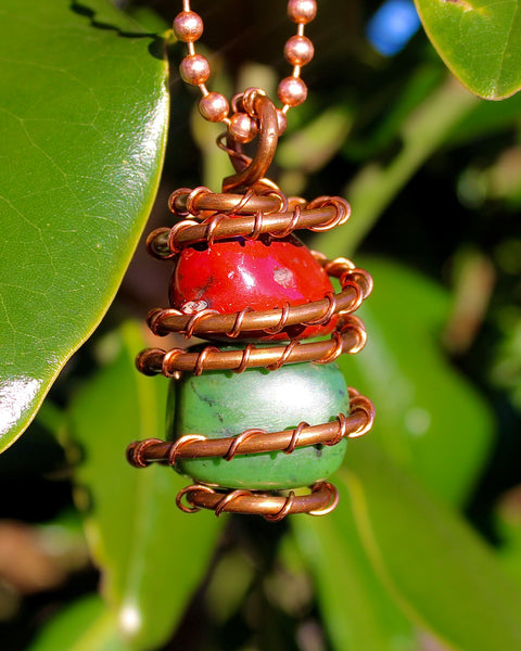 Jade + Red Jasper + Copper Necklace