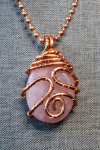 Rose Quartz + Copper Necklace