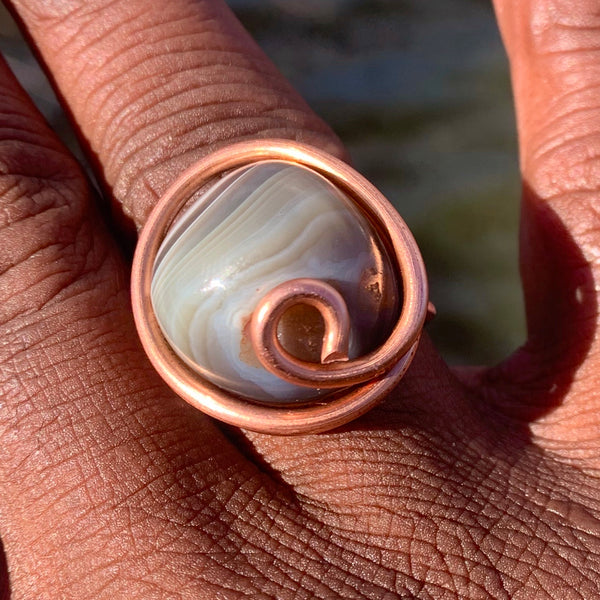 Botswana Agate x Copper Ring