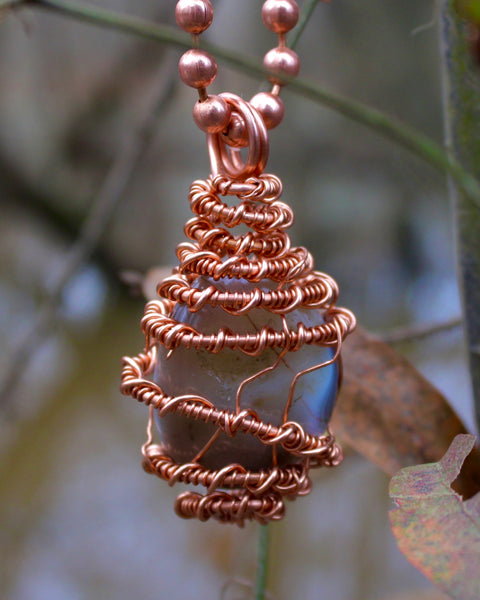 Botswana Agate + Copper Necklace