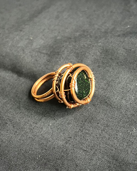 Green Goldstone Ring