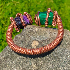 Chaoite + Malachite + Copper Bracelet Wristpiece