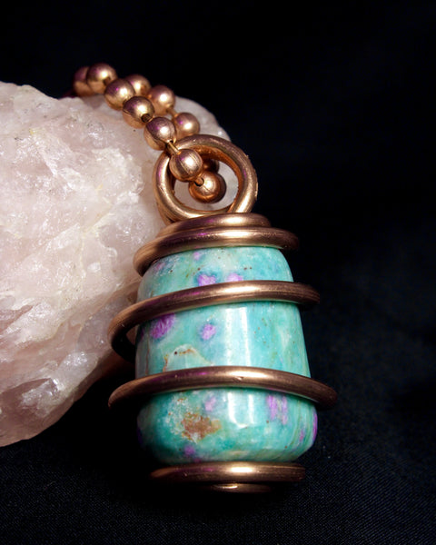 Ruby Fuschite + Copper Necklace
